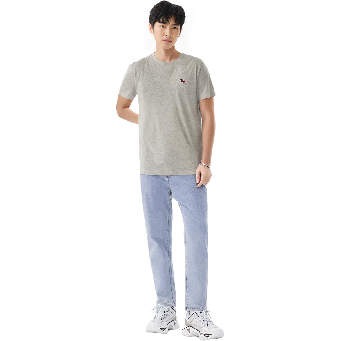 Shop Burberry 灰色標誌短袖圓領 T 恤。 8003830-GREY