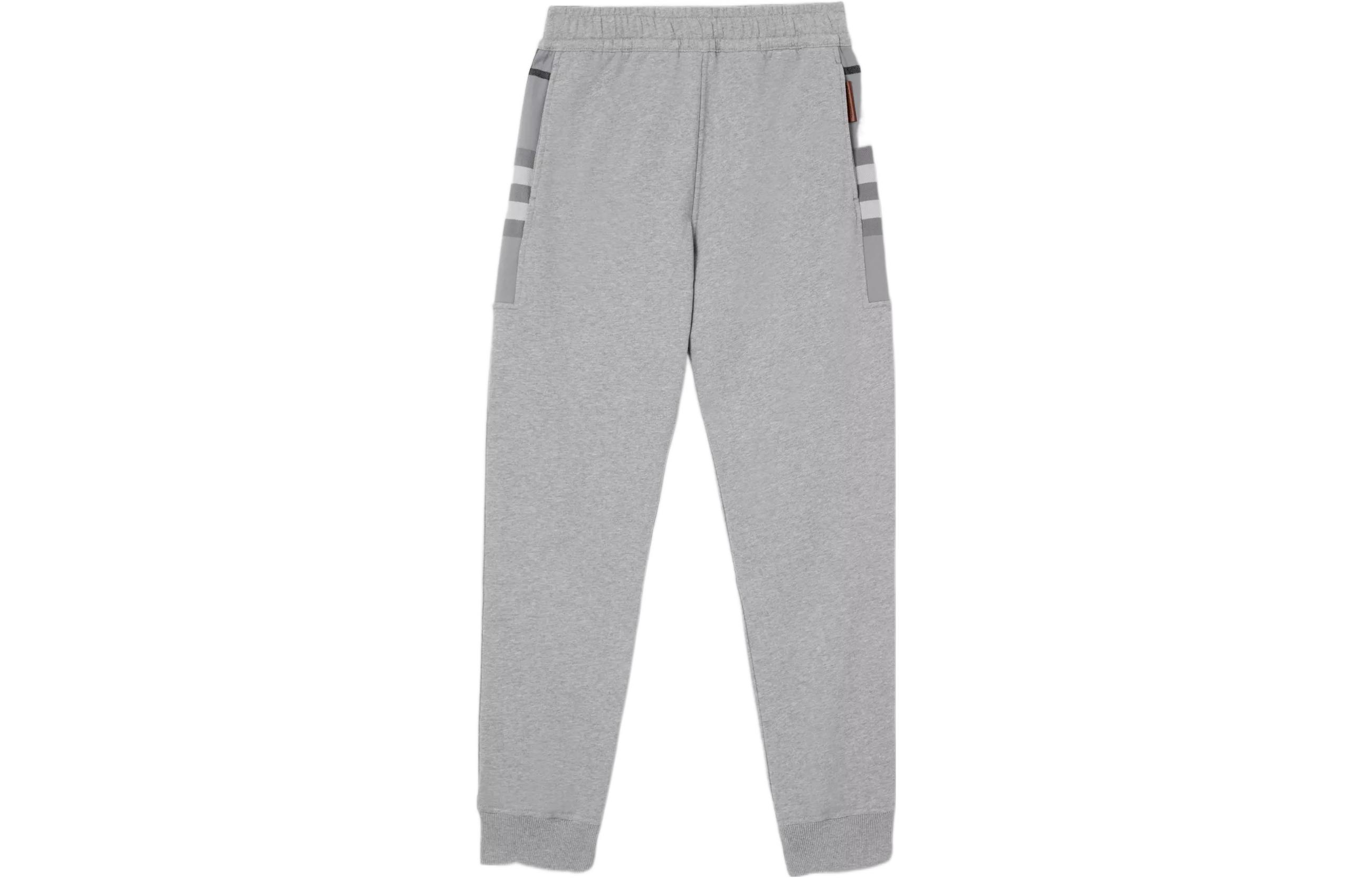 Burberry  Grey Knit Joggers with Side Check Pattern and Pockets. 80570121