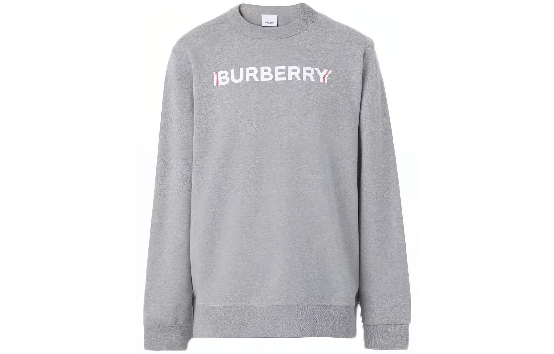 Burberry  Grey Logo Print Crewneck Pullover Sweatshirt 80529921