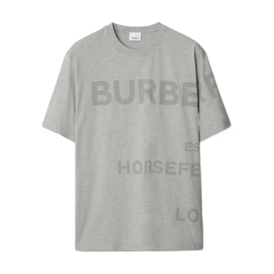 Burberry Grey Logo Print Crewneck Short Sleeve T-Shirt POIZON240620606