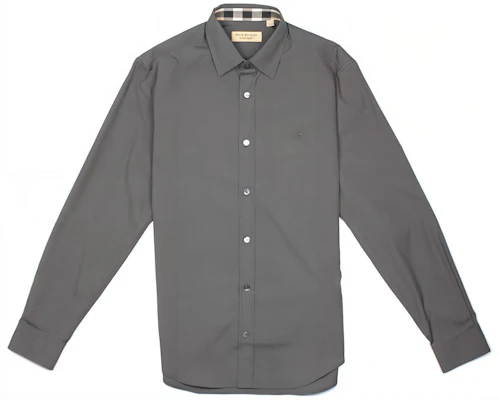 博柏利灰色长袖衬衫,品牌标志设计,单排扣款式。 80667671 Order 博柏利灰色长袖衬衫,品牌标志设计,单排扣款式。 80667671