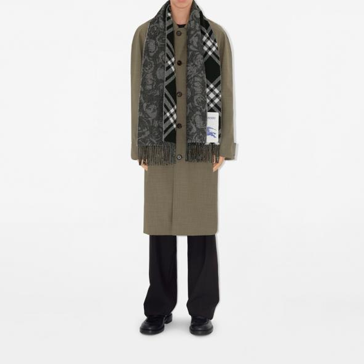 Burberry  Grey Patterned Cashmere Scarf. 80940021 圖 5