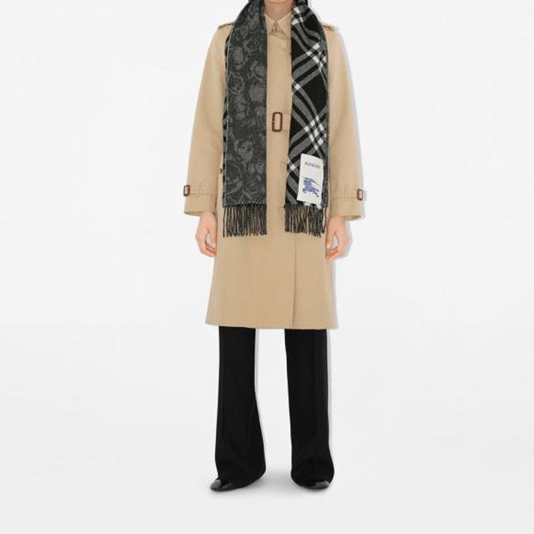 Burberry  Grey Patterned Cashmere Scarf. 80940021 圖 6