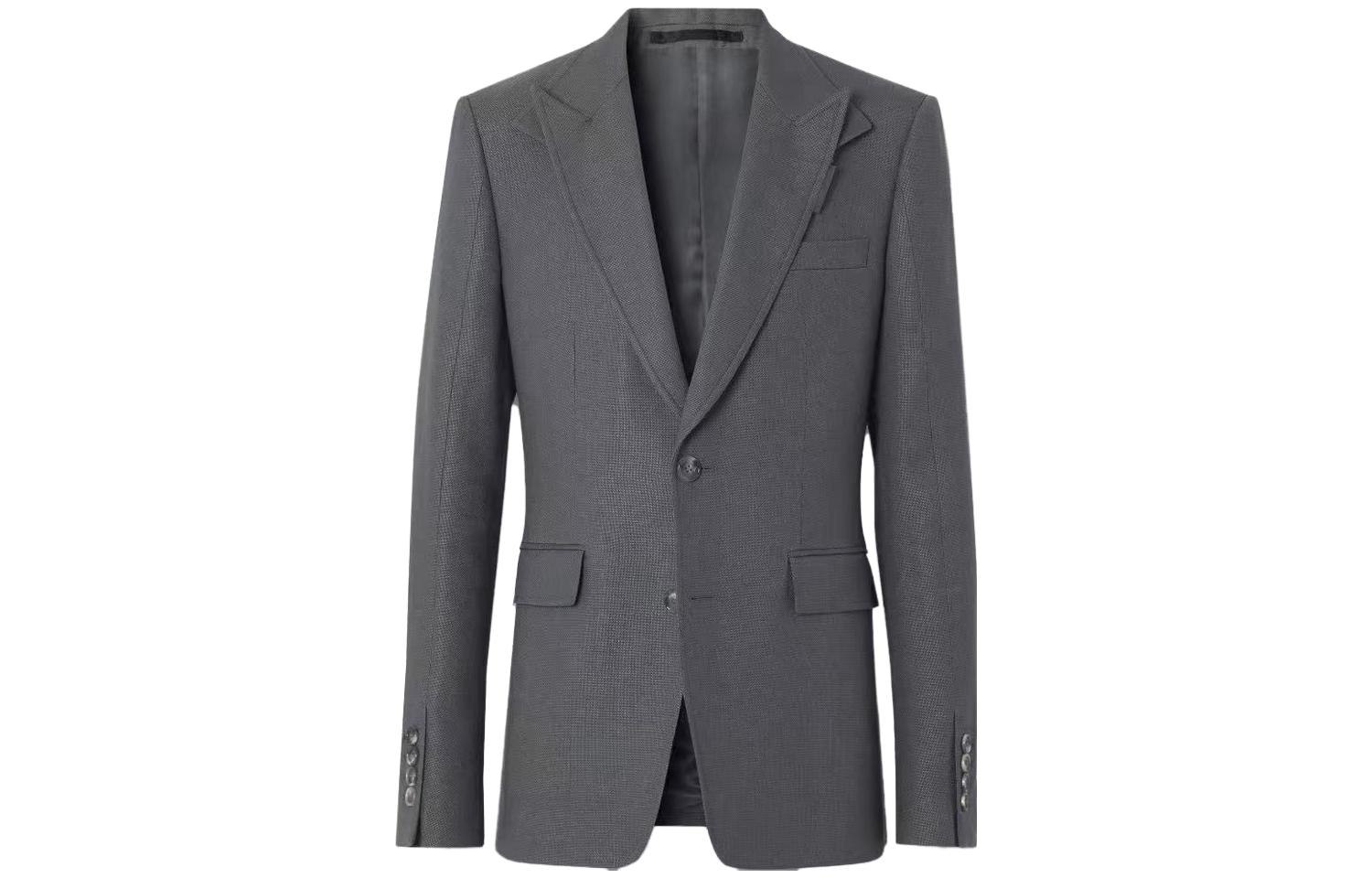 Burberry  Grey Single-Breasted Blazer Long-Sleeve Jacket. 80454211