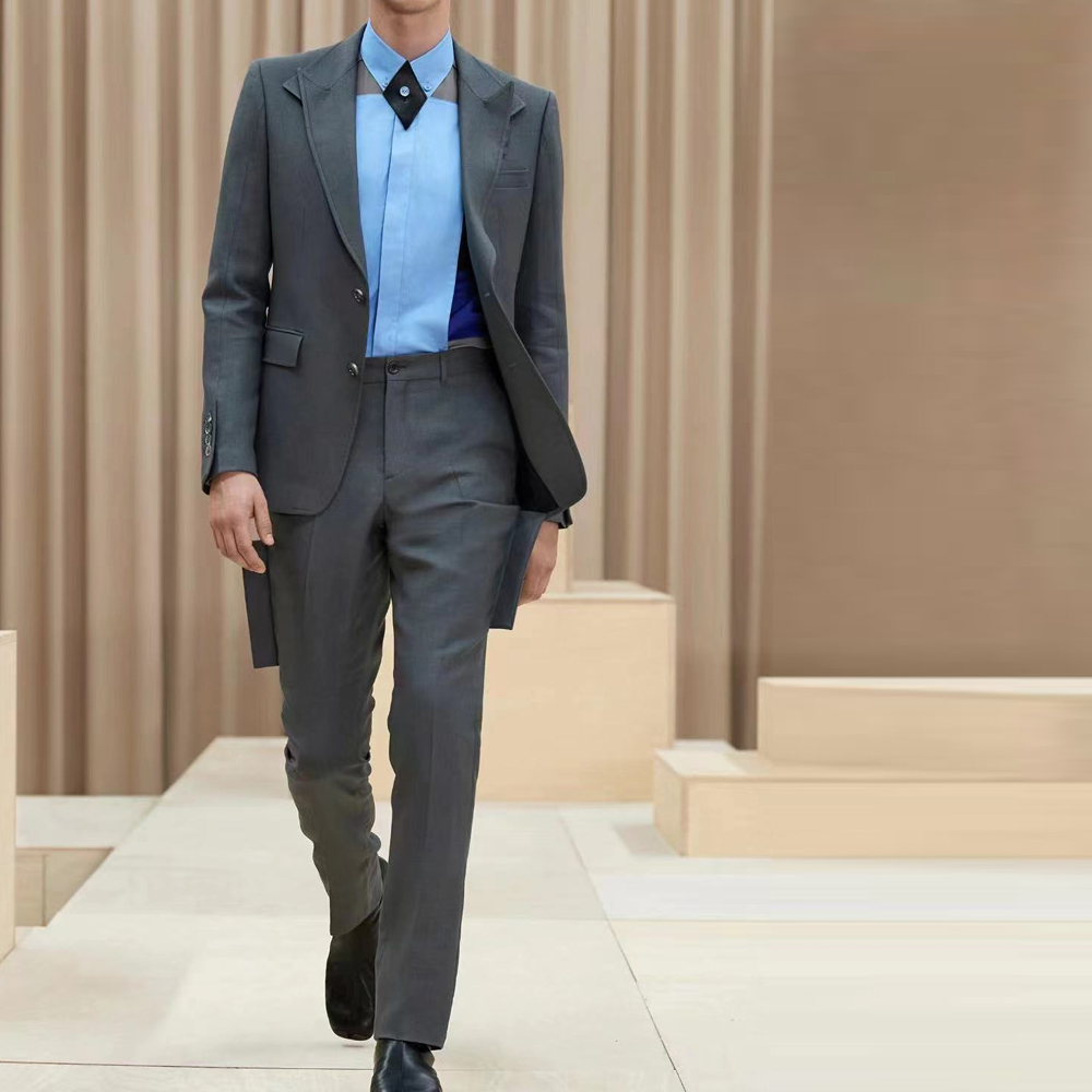 Burberry  Grey Single-Breasted Blazer Long-Sleeve Jacket. 80454211 圖 3