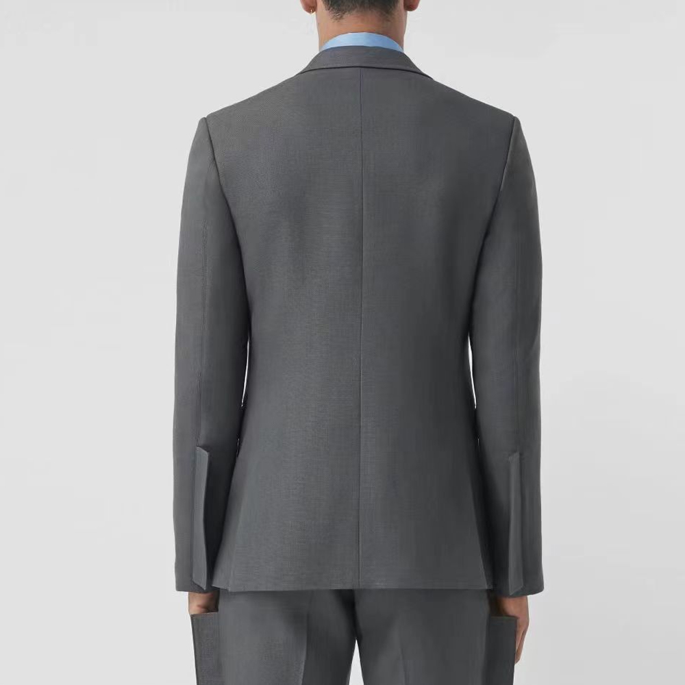 Burberry  Grey Single-Breasted Blazer Long-Sleeve Jacket. 80454211 圖 4