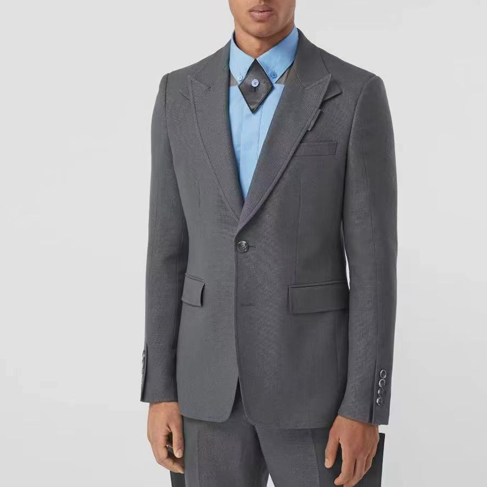 Burberry  Grey Single-Breasted Blazer Long-Sleeve Jacket. 80454211 圖 5