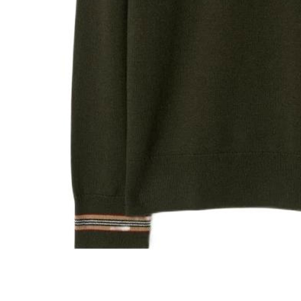 Purchase Burberry  Half-Zip Striped Turtleneck Sweater in Dark Green. 80926371