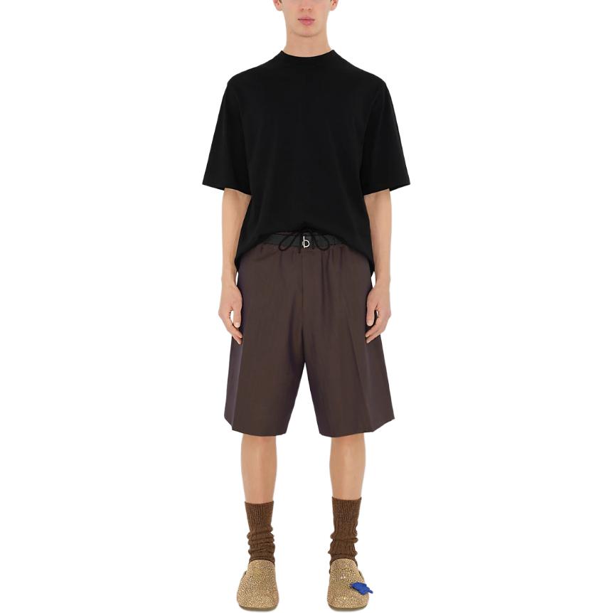 Shop Burberry 經典人字紋鬆緊繩休閒短褲 墨水桶色 80870861