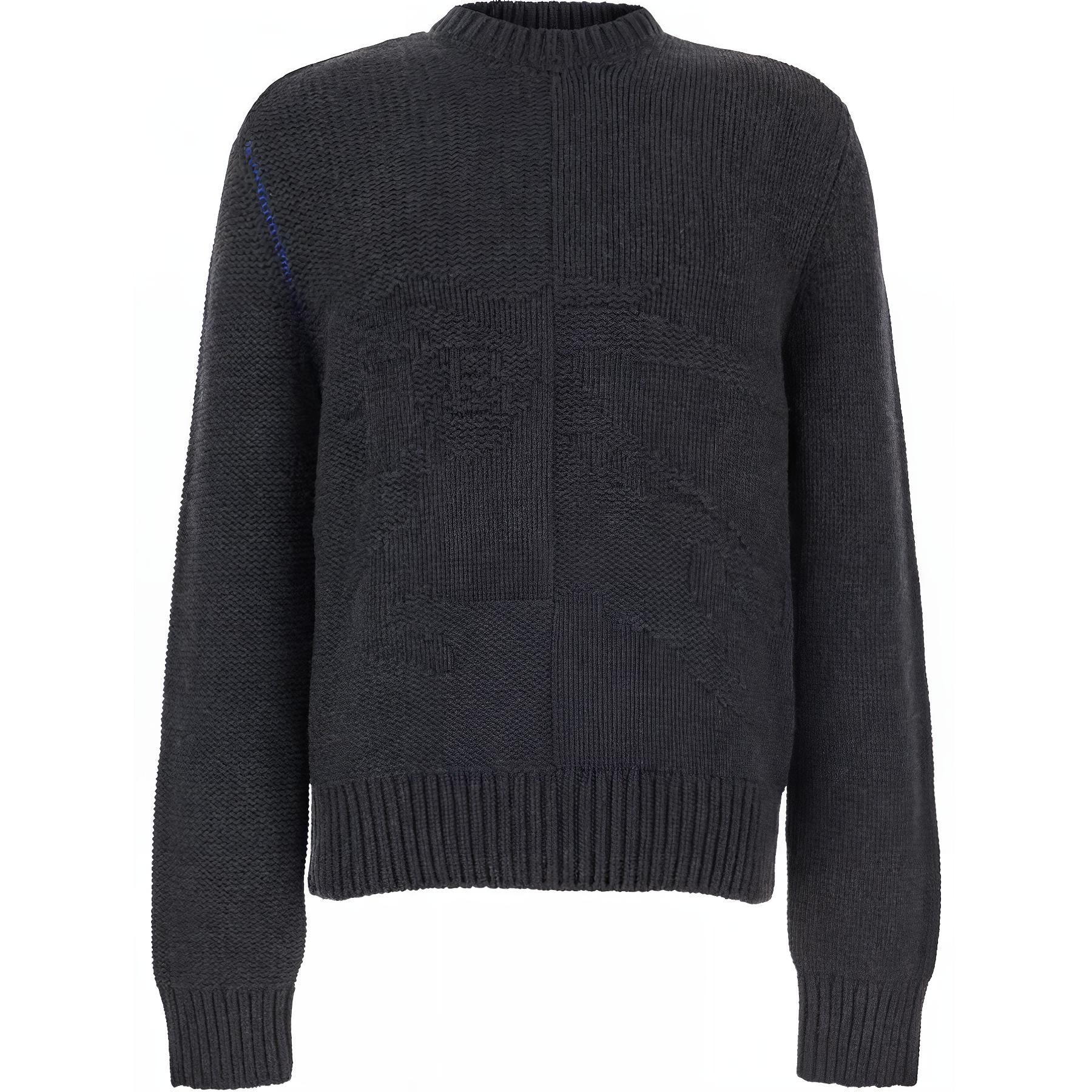 Burberry  Intarsia Knit Crewneck Sweater in Dark Gray. 80928631