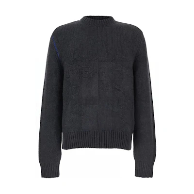 Burberry Intarsia Knit Crewneck Sweater in Dark Gray. 80928631