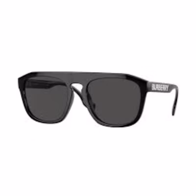 Burberry Irregular Black Acetate Sunglasses with Solid Logo Design. 0BE4396U300187