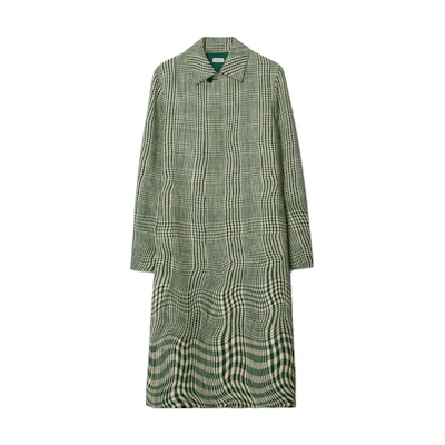 Burberry Ivy Green Curved Stripe Single-Breasted Long Coat 80841041