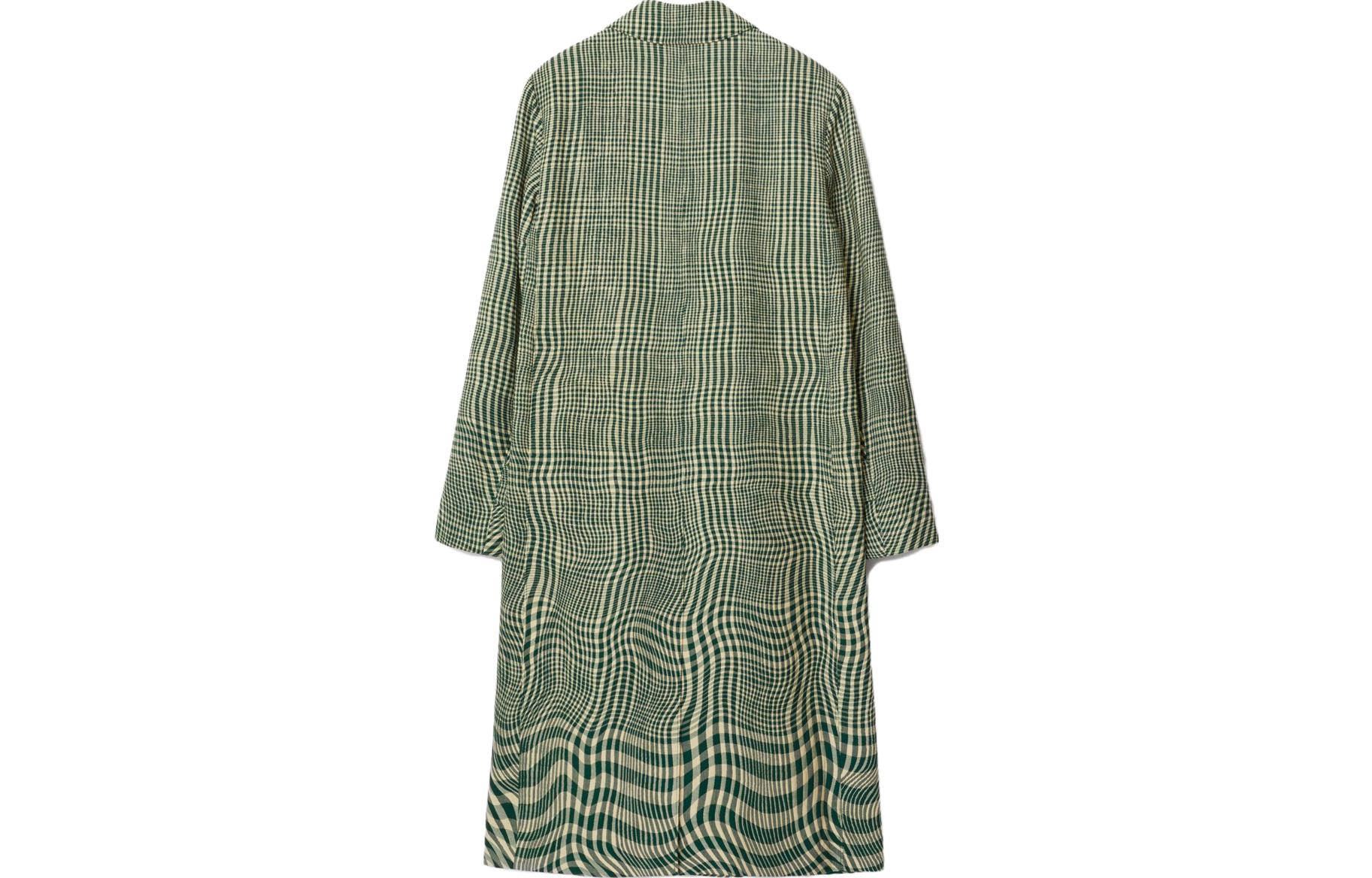 Lookbook Burberry Abrigo Largo de Raya Curvada Verde Hiedra de un Solo Botón 80841041