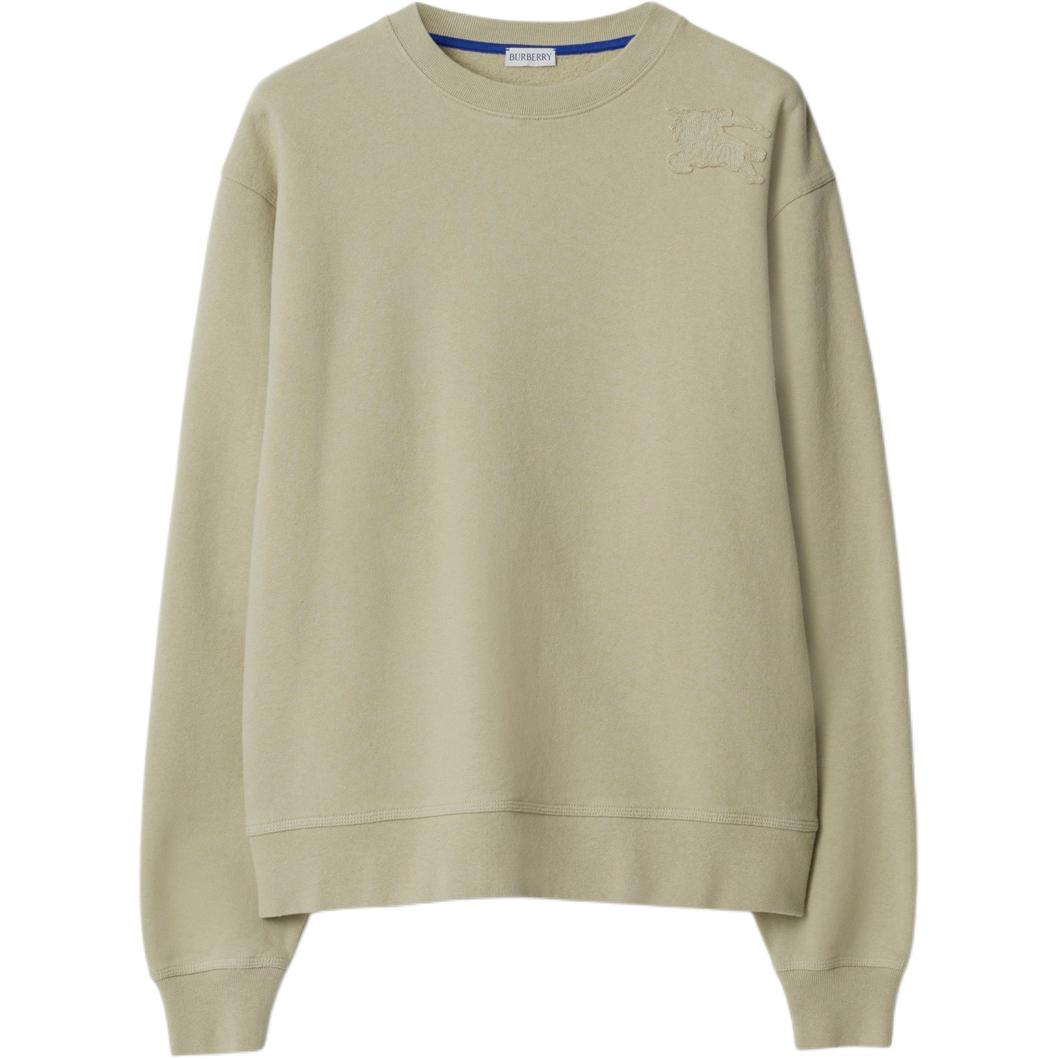 Burberry  Khaki Green Logo Patch Crewneck Oversized Sweatshirt. 80945971