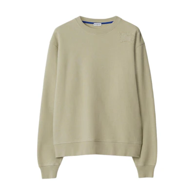 Burberry Khaki Green Logo Patch Crewneck Oversized Sweatshirt. 80945971