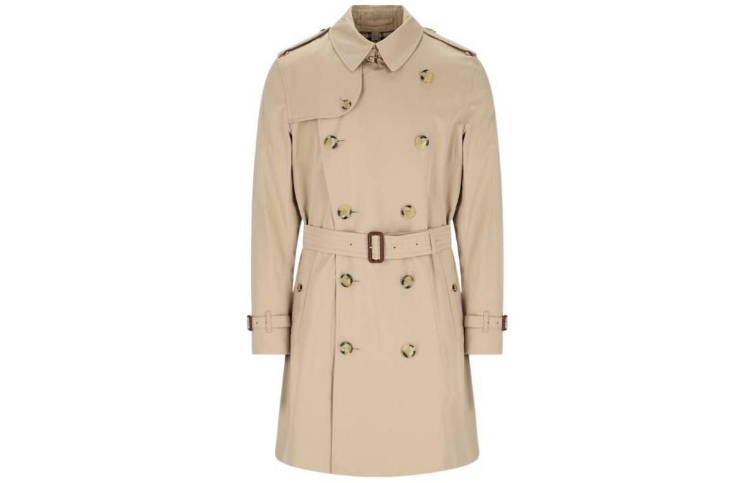 Burberry  Khaki Mid-Length Trench Coat with Tailored Waist Design. 80793881