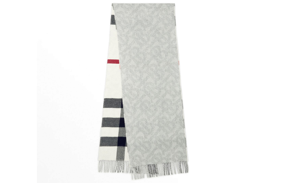 Burberry  Knit Check Fringe Scarf in Gray - Warm and Stylish Accessory 80638731