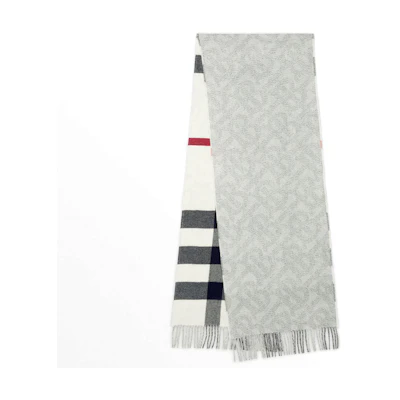Burberry Knit Check Fringe Scarf in Gray - Warm and Stylish Accessory 80638731