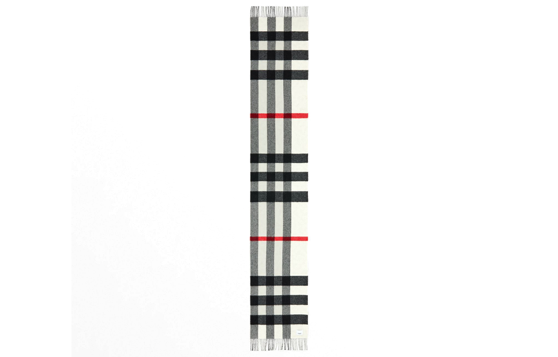 Burberry  Knit Check Fringe Scarf in Gray - Warm and Stylish Accessory 80638731 圖 4