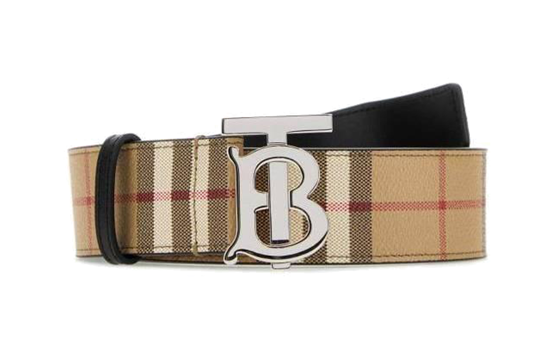 Order Burberry  Leather Belt with Checkered Buckle Brown 4cm Wide. 80702941