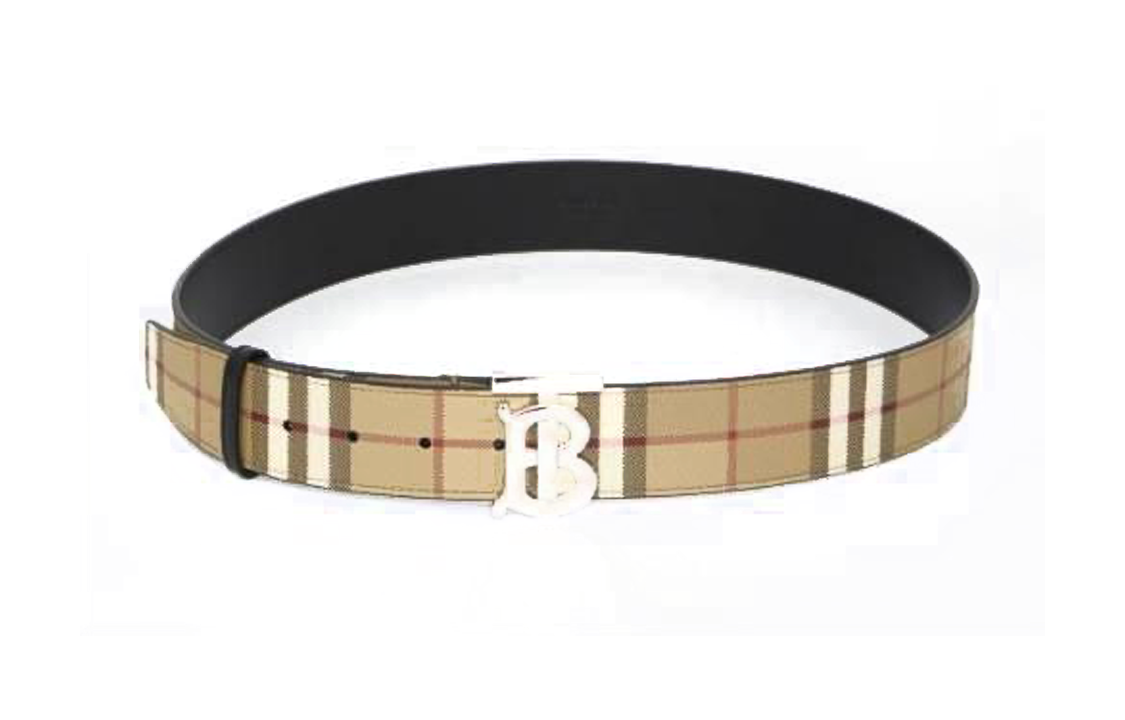 Lookbook Burberry  Leather Belt with Checkered Buckle Brown 4cm Wide. 80702941