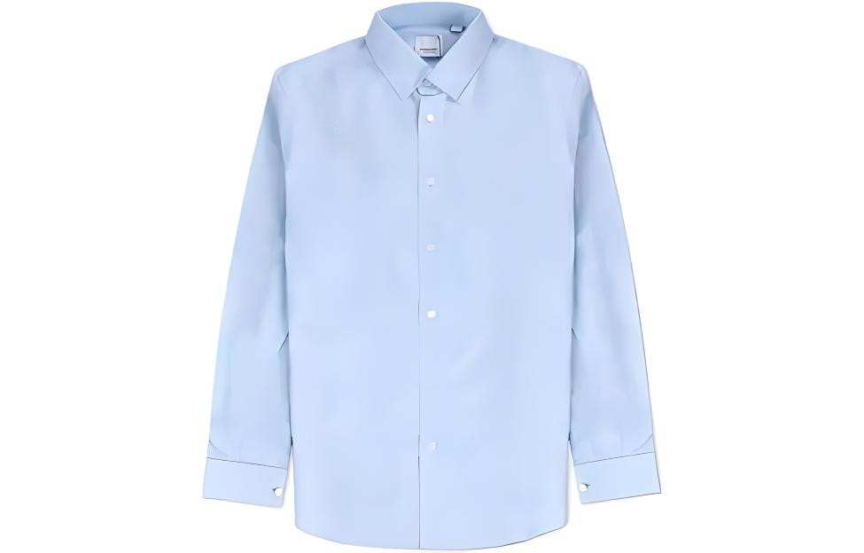Burberry  Light Blue Solid Color Single-Breasted Long-Sleeve Shirt 80137341