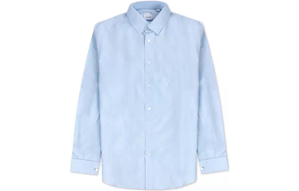 Burberry  Light Blue Solid Color Single-Breasted Long-Sleeve Shirt 80137341 圖 2