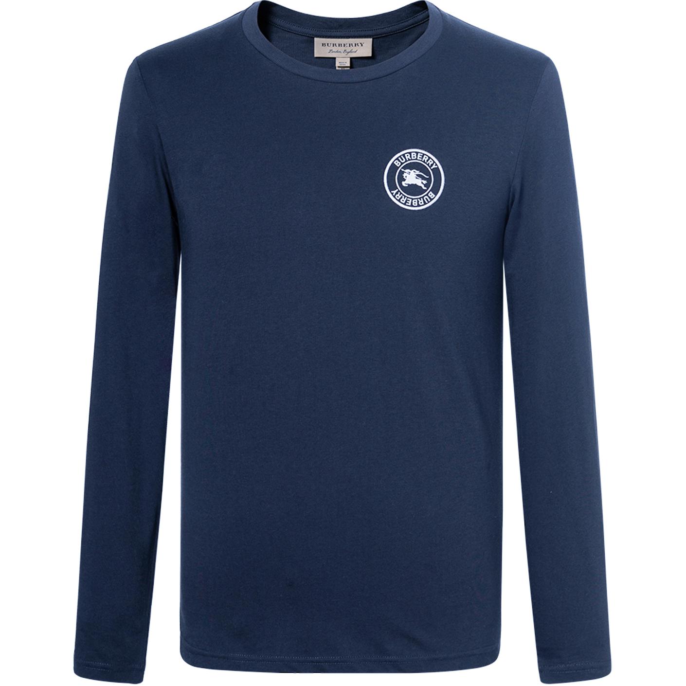Burberry  Logo Crewneck Long Sleeve T-Shirt in Navy Blue. 80042541