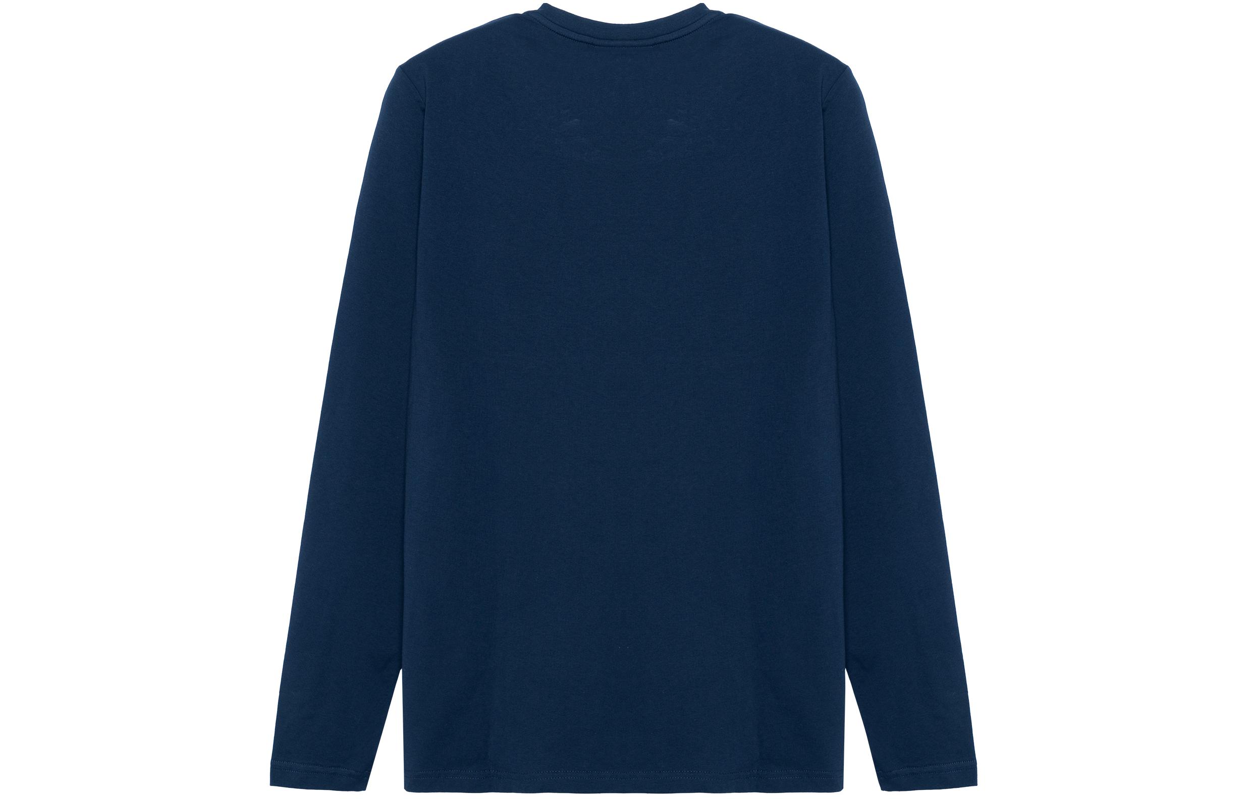 Lookbook 巴宝莉海军蓝长袖圆领T恤衫带标志。 80042541