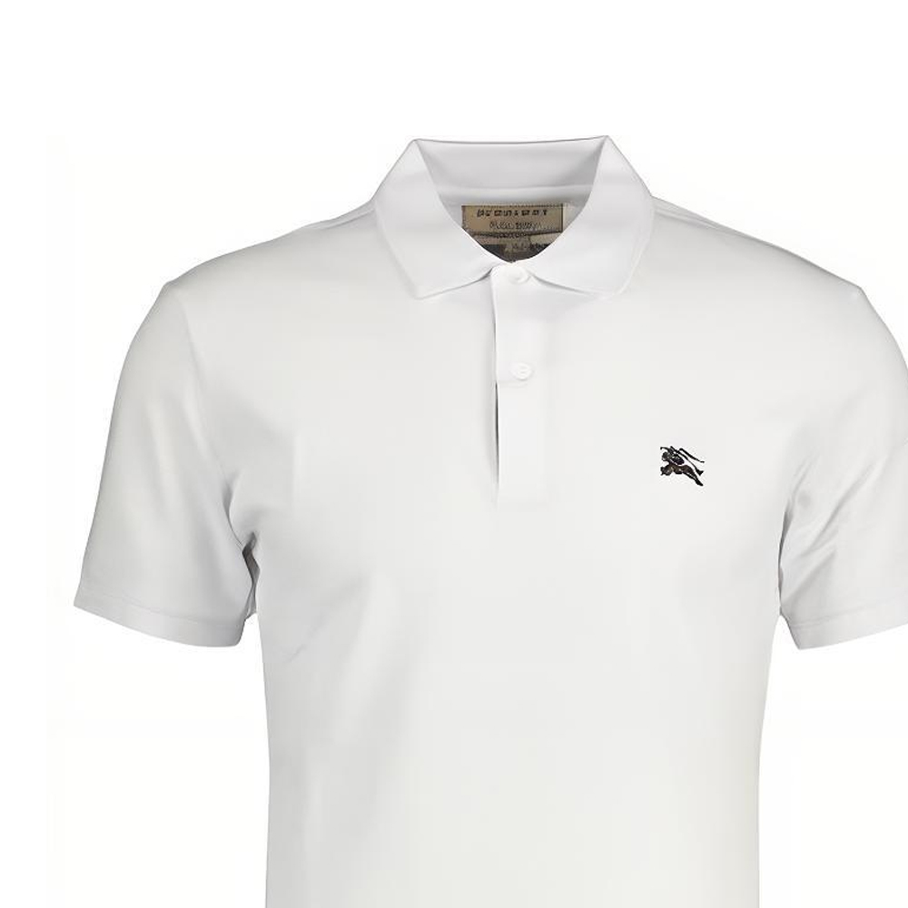 Burberry  Logo Embroidered Check Short Sleeve Polo Shirt White 80362511 圖 4