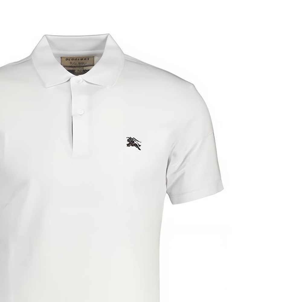 Burberry  Logo Embroidered Check Short Sleeve Polo Shirt White 80362511 圖 7