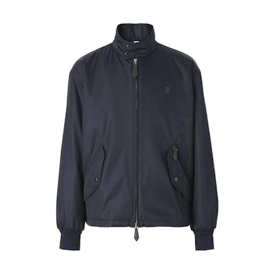 Burberry Logo Embroidered Zip-Up Jacket Coal Blue. 80510191