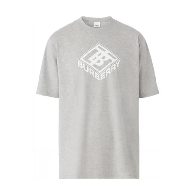 Burberry Logo Graphic Print Cotton T-Shirt Gray 80466201