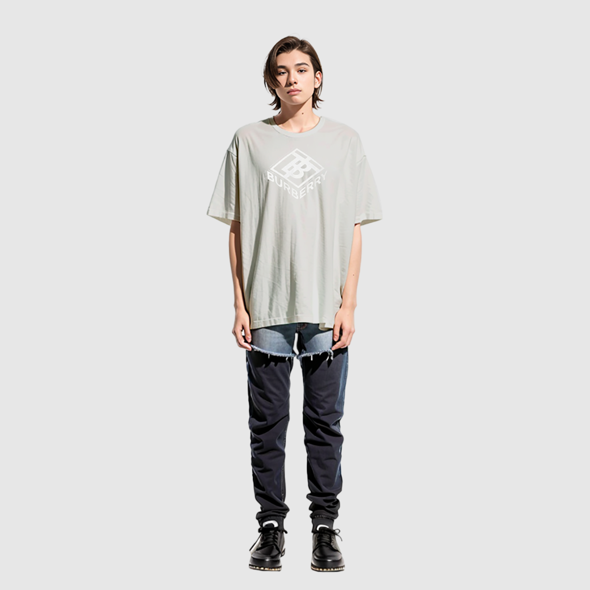 Burberry  Logo Graphic Print Cotton T-Shirt Gray 80466201 圖 3