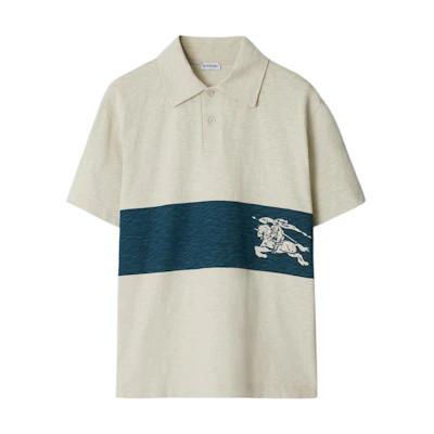 Burberry Logo Patchwork Button Loose Short Sleeve Polo Shirt Clay. 80918831