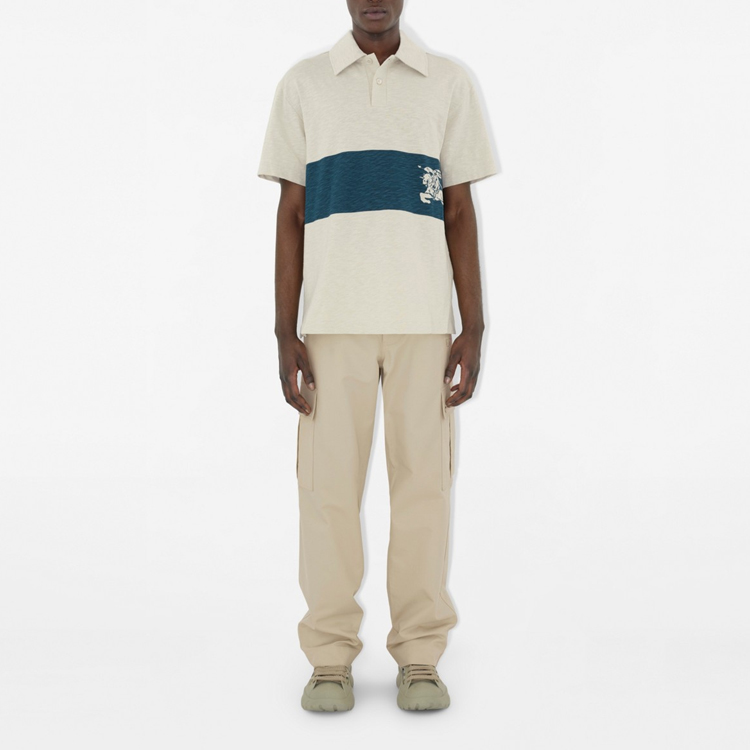 Burberry  Logo Patchwork Button Loose Short Sleeve Polo Shirt Clay. 80918831 圖 4