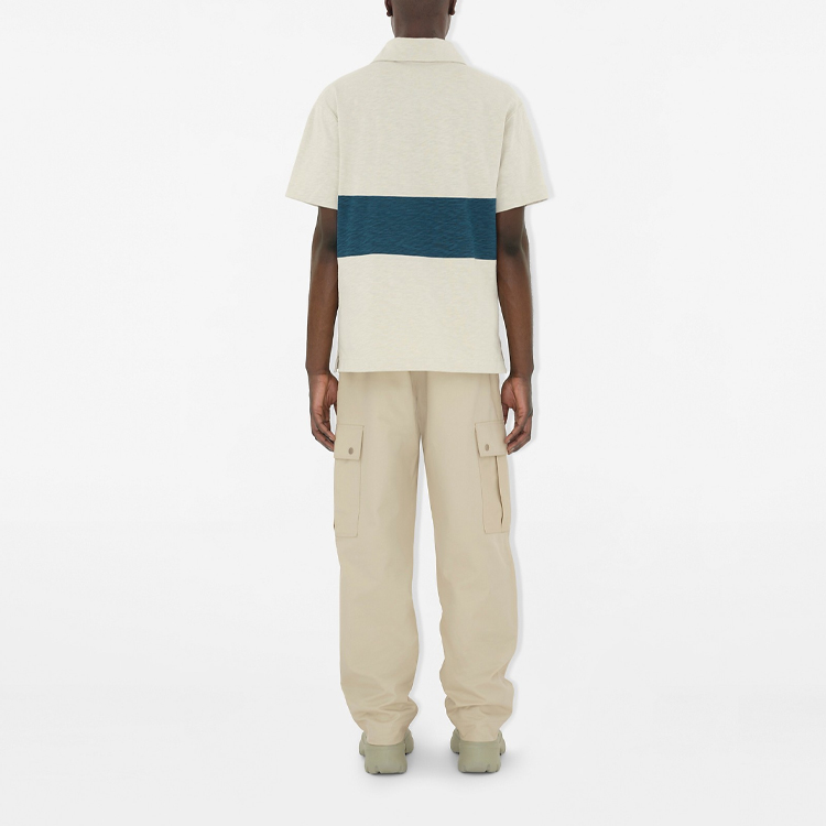 Burberry  Logo Patchwork Button Loose Short Sleeve Polo Shirt Clay. 80918831 圖 5