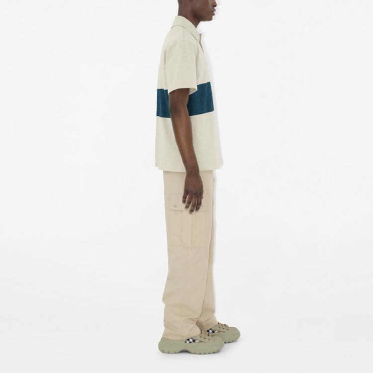 Burberry  Logo Patchwork Button Loose Short Sleeve Polo Shirt Clay. 80918831 圖 6