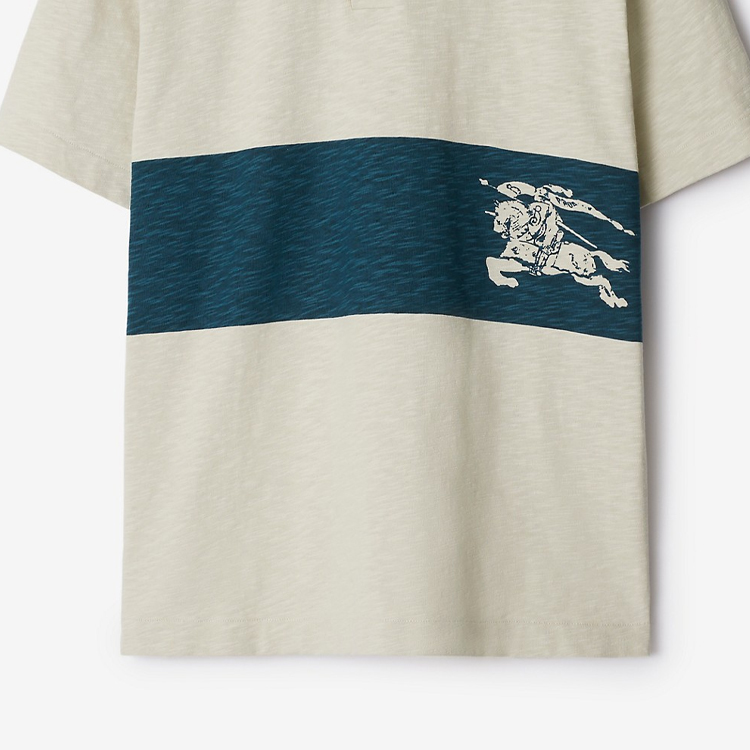 Burberry  Logo Patchwork Button Loose Short Sleeve Polo Shirt Clay. 80918831 圖 9