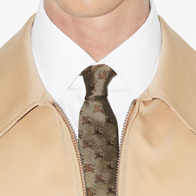 Shop Burberry  Logo Pattern Tie in Camel. 8071469