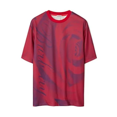 Burberry Logo Rose Print Crewneck T-Shirt Postbox Red. 80776551