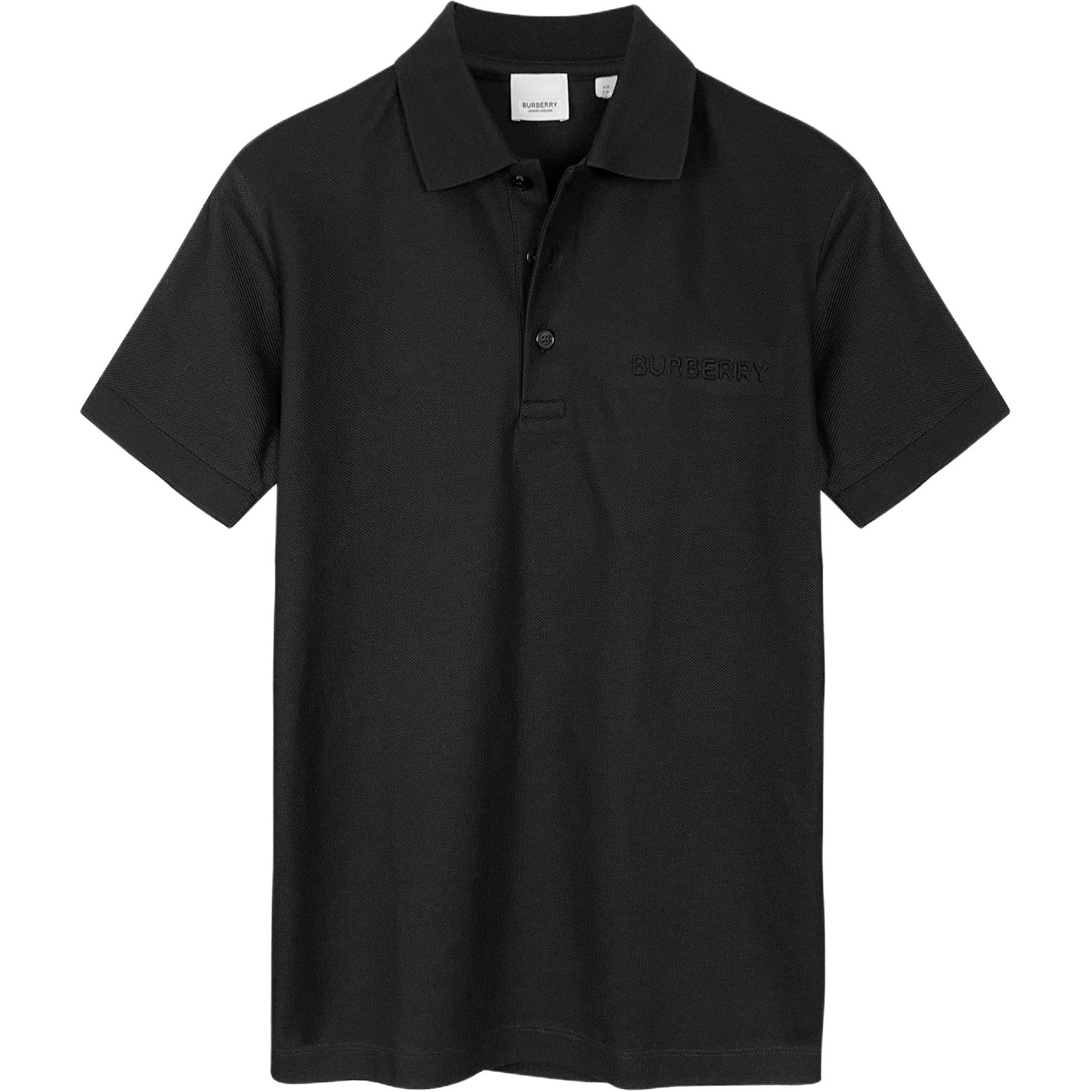 Burberry  Logo Solid Cotton Straight-Cut Polo Shirt in Black. 80843651