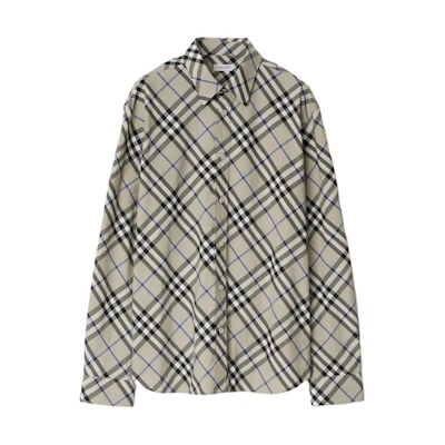 Burberry Long-Sleeve Check Print Shirt - Lichen Green. 80876361