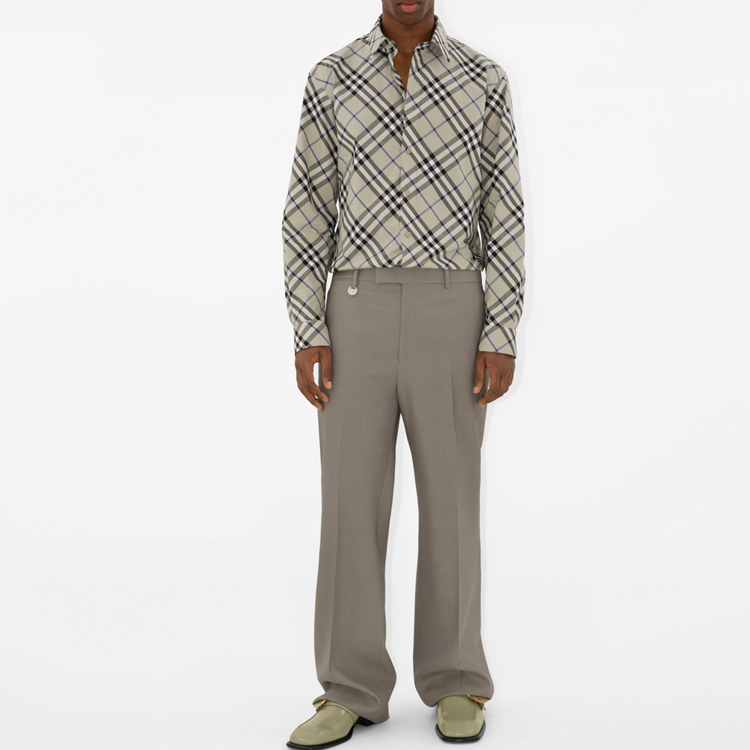 Burberry  Long-Sleeve Check Print Shirt - Lichen Green. 80876361 圖 4