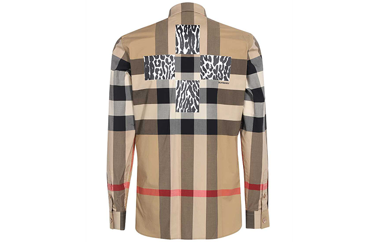 Burberry  Long Sleeve Shirt Zebra Print Check Back Khaki 80574681 圖 2