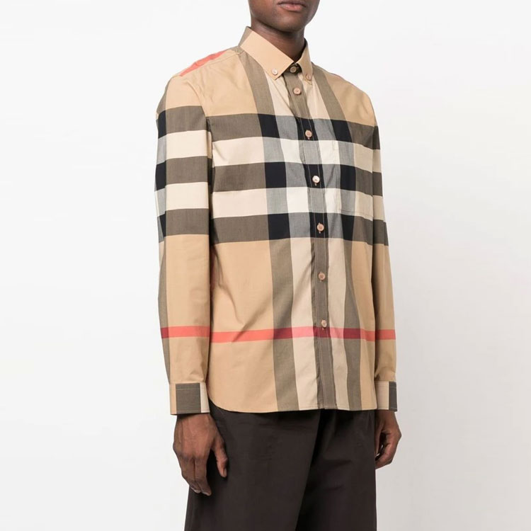 Burberry  Long Sleeve Shirt Zebra Print Check Back Khaki 80574681 圖 6