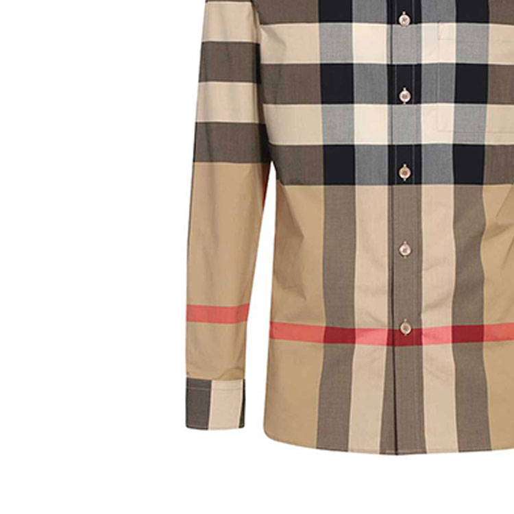 Burberry  Long Sleeve Shirt Zebra Print Check Back Khaki 80574681 圖 7