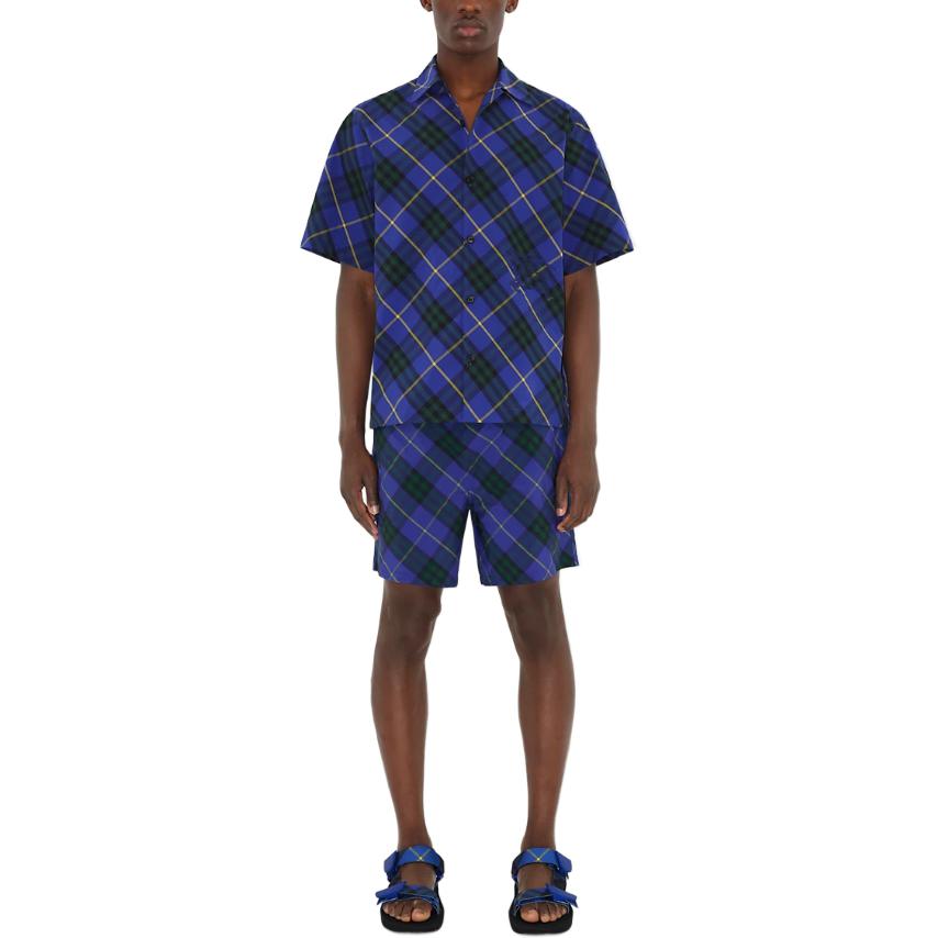 Burberry  Loose Fit Check Short Sleeve Shirt Light Blue Equestrian Logo. 80906471 圖 3