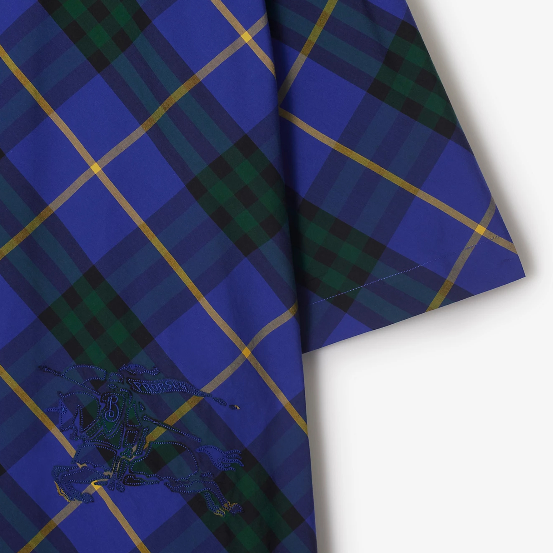 Burberry  Loose Fit Check Short Sleeve Shirt Light Blue Equestrian Logo. 80906471 圖 6